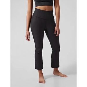 Athleta Elation Rib Crop Flare Leggings Solid Black Size Large Women’s